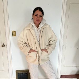 Showpo faux fur white jacket EUC